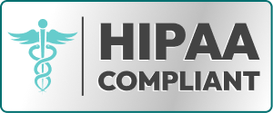 The hipaa complaint logo on a white background.