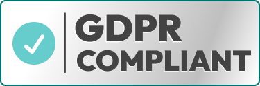 A gdpr compliance badge on a white background.