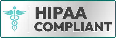 The hipaa complaint logo on a white background.